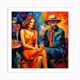 Man And Woman At The Bar Art Print