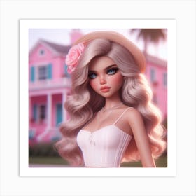 Doll In Pink House Art Print