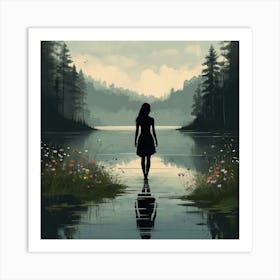 Girl Standing In Water Art Print