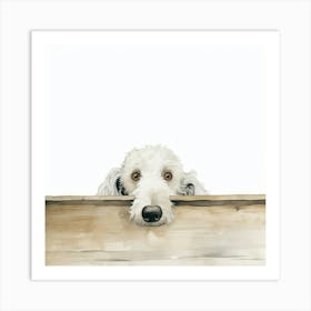 Dog Peeking Over The Fence 2 Art Print