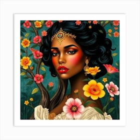 Woman in flowers 1 Art Print