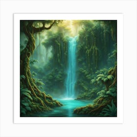 Waterfall In The Jungle 6 Art Print