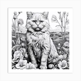 Cat In The Meadow Art Print