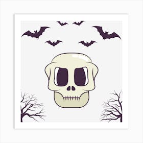 Skull With Bats Art Print