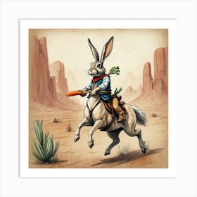 Rabbit On Horseback 4 Art Print