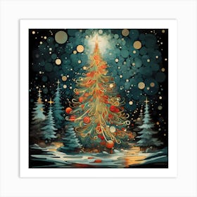 Aqua Adornments: Christmas Cascade 1 Art Print