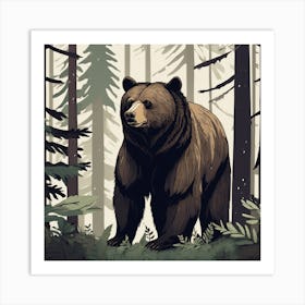 Grizzly Bear In The Forest Art Print