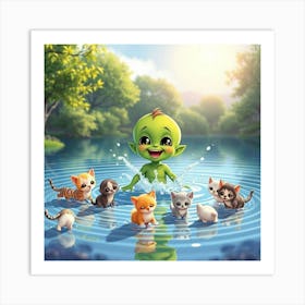 Aliens And Kittens 1 Art Print