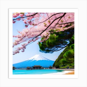 Cherry Blossoms On The Beach Art Print