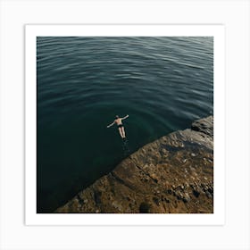 Person Swimming In The Sea Art Print