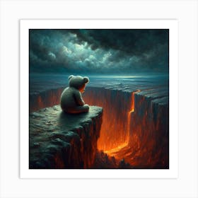 Teddy Bear On Cliff Art Print