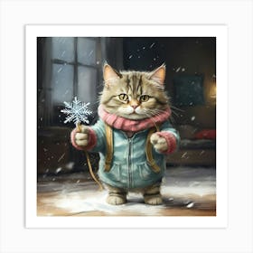 Snowflake Cat Art Print