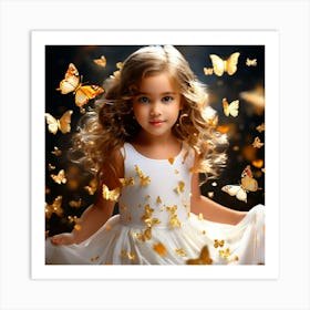 Little Girl With Butterflies 1 Art Print