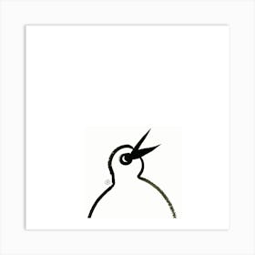 Angry Bird 3 - minimal ink black and white square Art Print