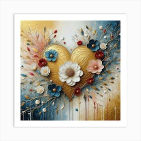 Heart shaped flowers acrylic art Art Print