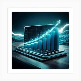 Laptop With A Graph 1 Art Print