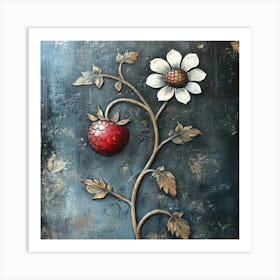 Strawberry And Daisy Art Art Print