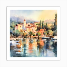 AI Mediterranean Whispers: A Pastel Impression Art Print