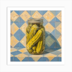 Pickles In A Jar Checkerboard Background 3 Art Print