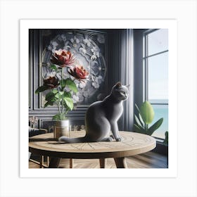 Gray cat 1 Art Print