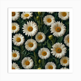 Default Daisy Blooms In Green Square Canvas Print 3 Art Print