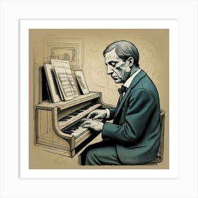 Pianist playing piano Art Print