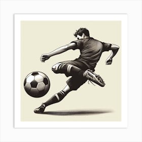 Soccer Player Kicking The Ball Art Print