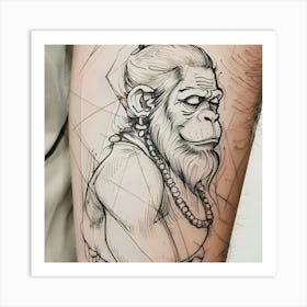 Hanuman Hindu God Tattoo Art Print