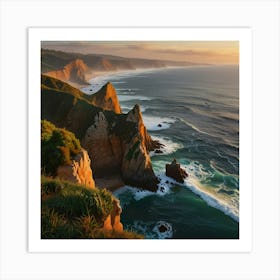 Sunset At The Portuguese Coast Art Print