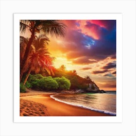 Sunset At The Beach 195 Art Print