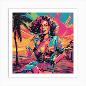 Neon Dystopian Pin-Up Riot Girl Art Print