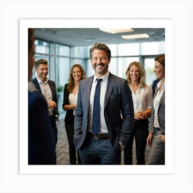 Smiling Business People In Office 1 Art Print