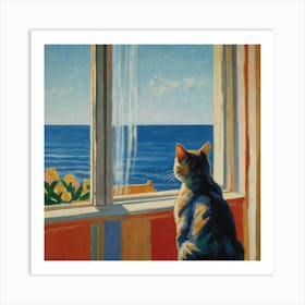 Cat Looking Out The Window 6 Art Print