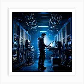 A Cutting Edge Server Room Filled To The Brim With Sleek High Tech Equipment Humming With Energy (6) Art Print