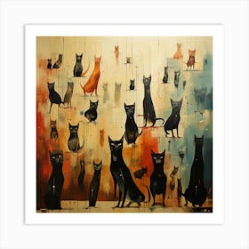 Cats In The Rain attractive watercolors Art Print