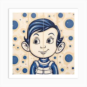 Astro Boy Cartoon Delft Tile Illustration 1 Art Print