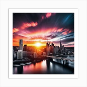 Sunset Over A City 2 Art Print