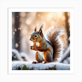 Squirrel In The Snow 6 Art Print