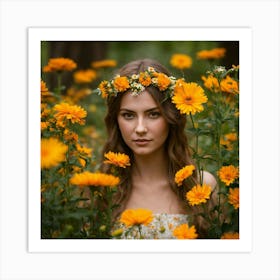 Portrait Of A Girl In The Forest Art Print