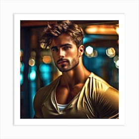 Man In A Gold Shirt Art Print