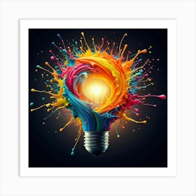 Colorful Light Bulb Art Print