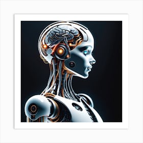 Female Robot With A Brain Art Print