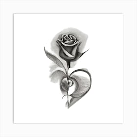 Black And White Rose Tattoo Art Print