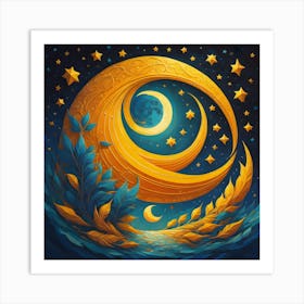 Moon And Stars Art Print