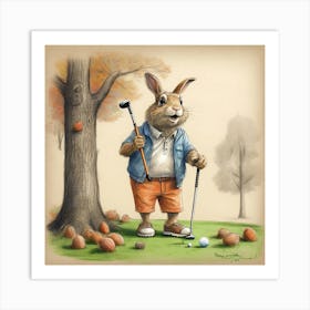 Bunny Golfer 1 Art Print