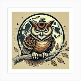 Tattoo Owl 2 Art Print