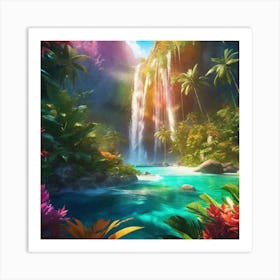 Waterfall In The Jungle 24 Art Print