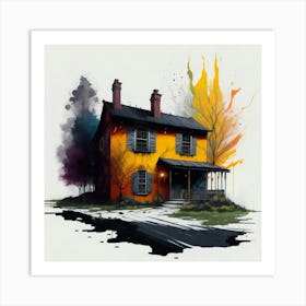 Colored House Ink Painting (50) Art Print