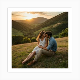 Default A Serene Photograph Of A Young Blissful Couple Sitting 0 (3) Art Print