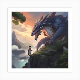 Boy And A Dragon Art Print